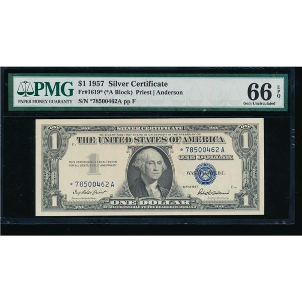 1957 $1 STAR Silver Certificate PMG 66EPQ