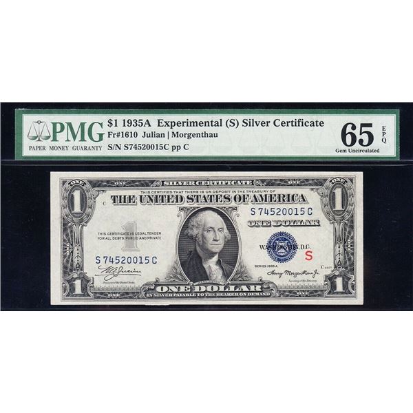 1935A $1 S Experimental Silver Cert PMG 65EPQ