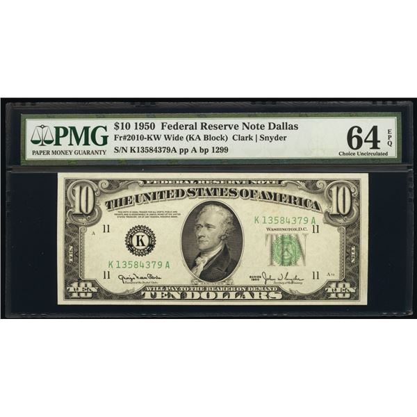 1950 $10 Dallas FRN PMG 64EPQ