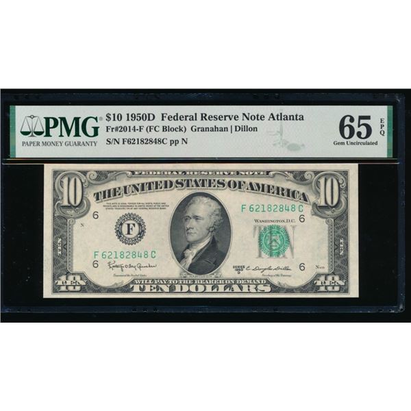 1950D $10 Atlanta FRN PMG 65EPQ