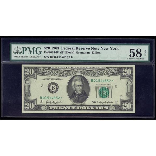 1963 $20 STAR New York FRN PMG 58EPQ