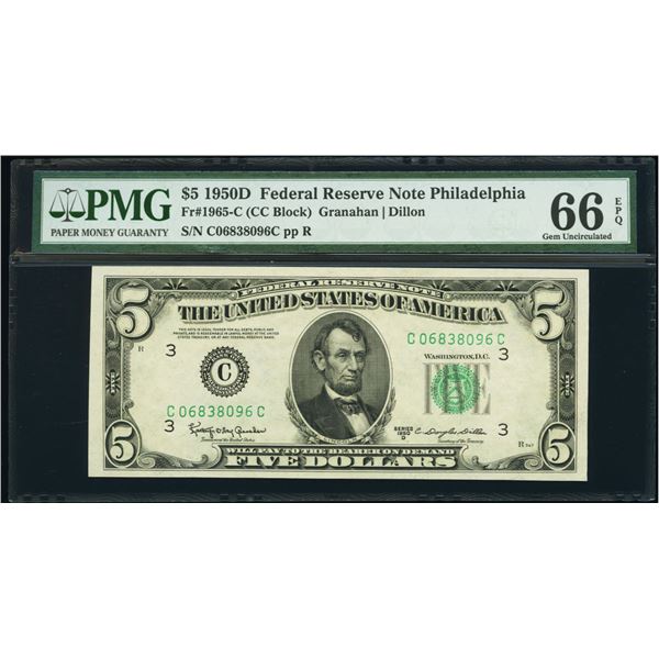 1950D $5 Philadelphia FRN PMG 66EPQ