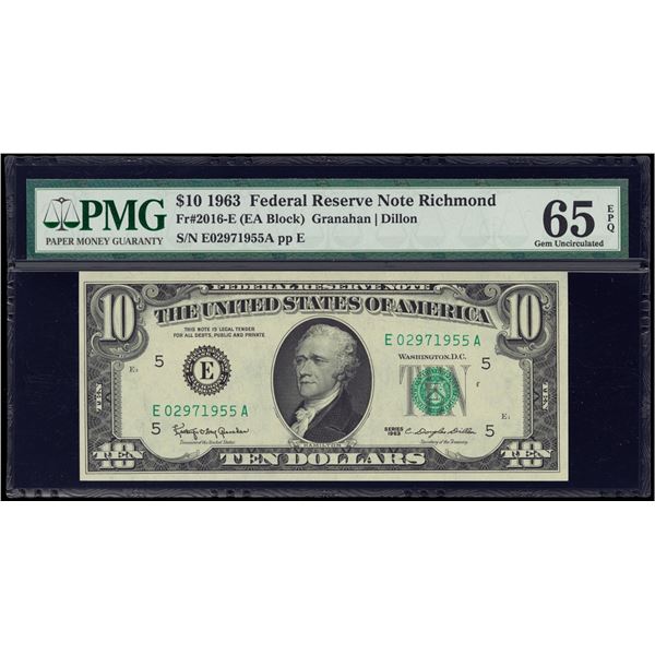 1963 $10 Richmond FRN PMG 65EPQ