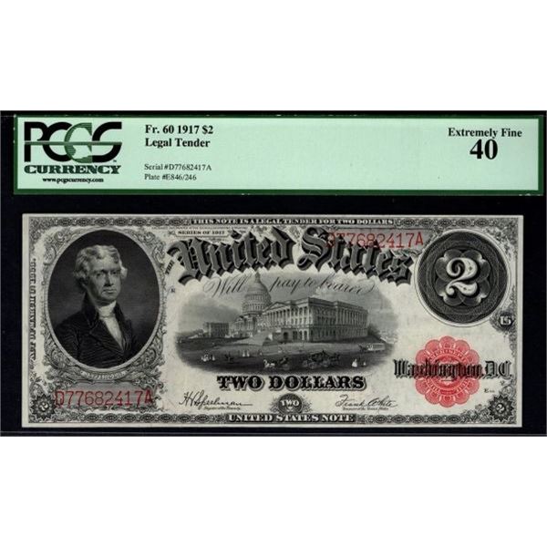 1917 $2 Legal Tender Note PCGS 40