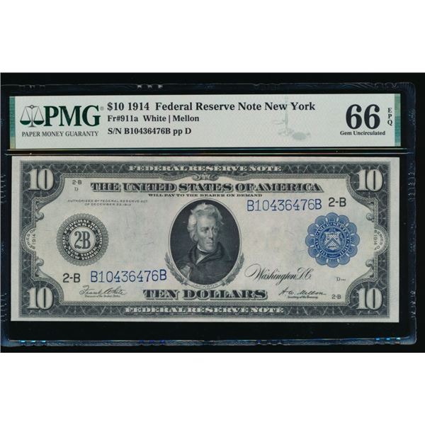 1914 $10 New York FRN PMG 66EPQ