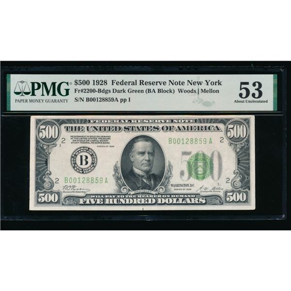 1928 $500 New York FRN PMG 53