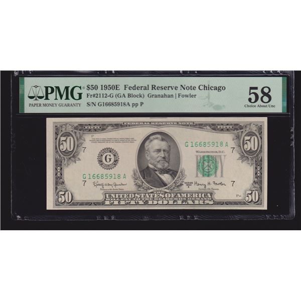 1950E $50 Chicago FRN PMG 58