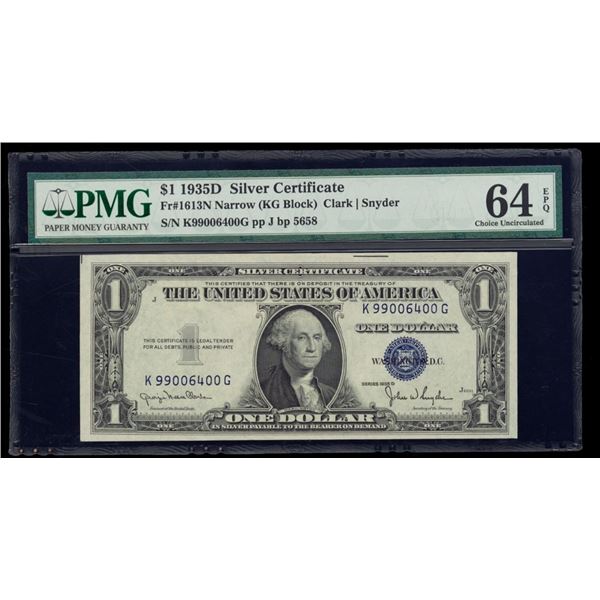 1935D $1 Silver Certificate PMG 64EPQ