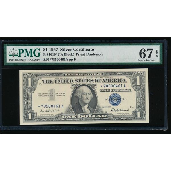 1957 $1 STAR Silver Certificate PMG 67EPQ