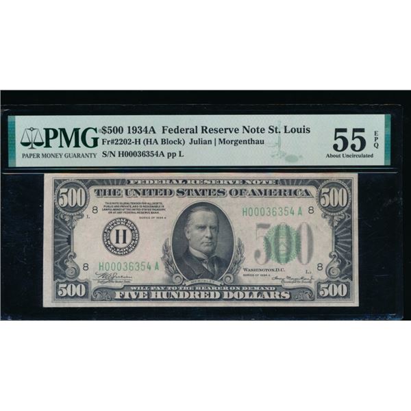 1934A $500 St Louis FRN PMG 55EPQ