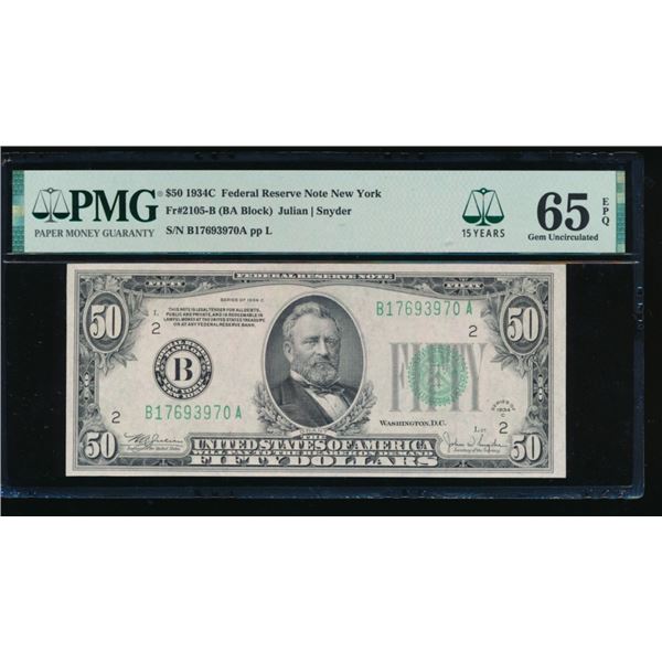 1934C $50 New York FRN PMG 65EPQ