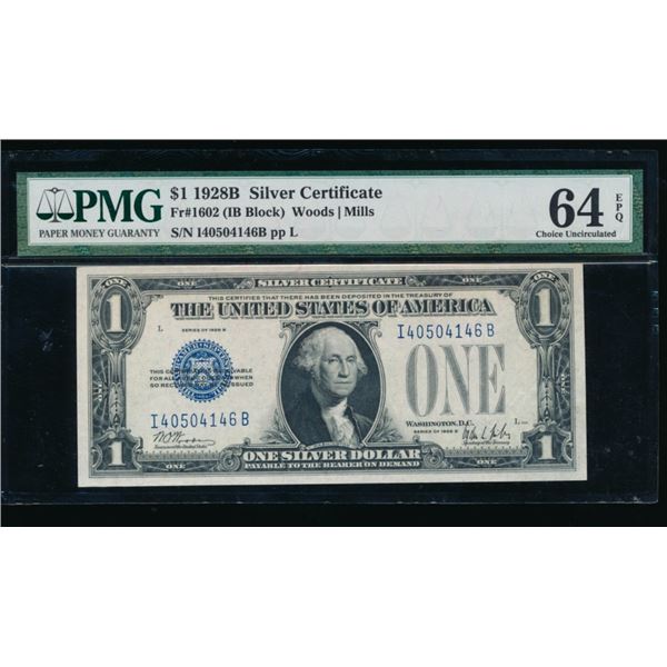 1928B $1 Silver Certificate PMG 64EPQ