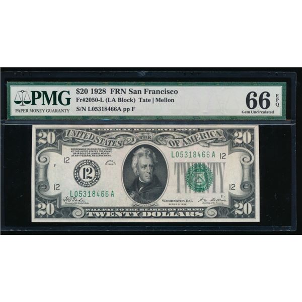 1928 $20 San Francisco FRN PMG 66EPQ