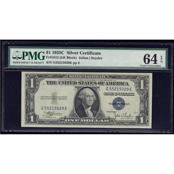 1935C $1 Silver Certificate PMG 64EPQ