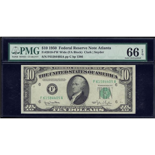 1950 $10 Atlanta FRN PMG 66EPQ