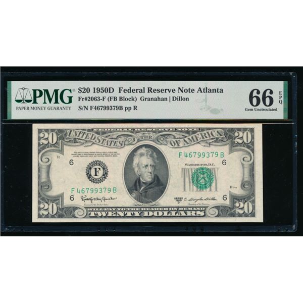 1950D $20 Atlanta FRN PMG 66EPQ