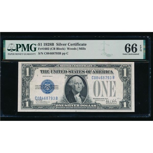 1928B $1 Silver Certificate PMG 66EPQ