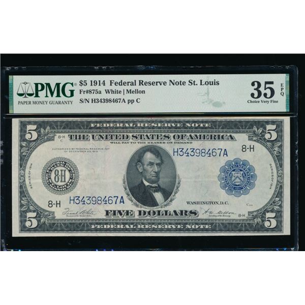 1914 $5 St Louis FRN PMG 35EPQ