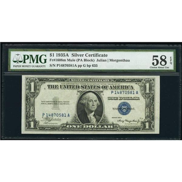 1935A $1 Mule Silver Certificate PMG 58EPQ