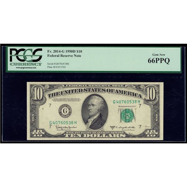 1950D $10 Chicago FRN PCGS 66PPQ