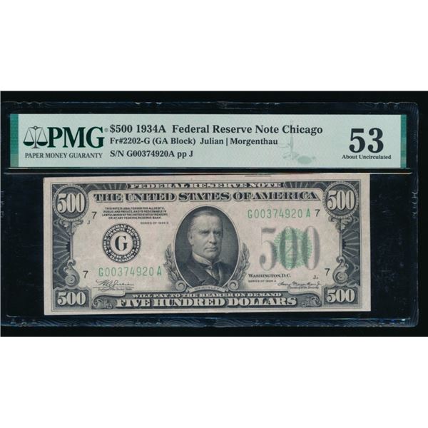 1934A $500 Chicago FRN PMG 53