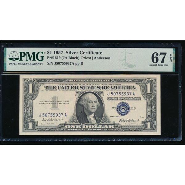 1957 $1 Silver Certificate PMG 67EPQ