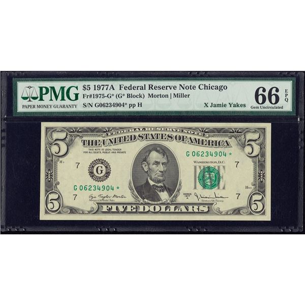 1977A $5 STAR Chicago FRN PMG 66EPQ
