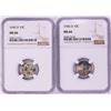 Image 1 : Lot of 1945-D & 1946-D Mercury Dime Coins NGC MS66