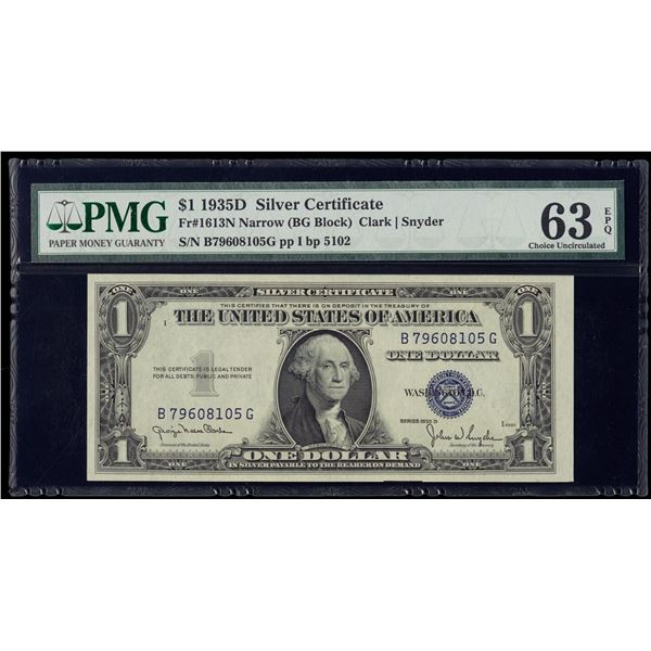 1935D $1 Silver Certificate PMG 63EPQ