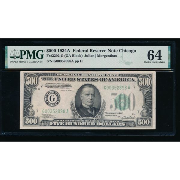 1934A $500 Chicago FRN PMG 64