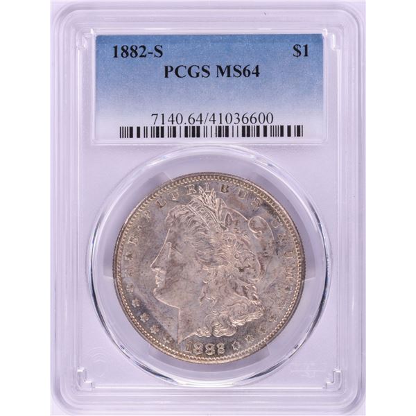 1882-S $1 Morgan Silver Dollar Coin PCGS MS64 Nice Toning