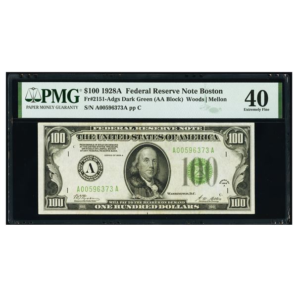 1928A $100 Boston FRN PMG 40