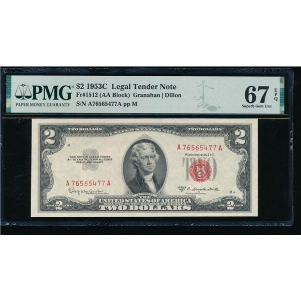 1953C $2 Legal Tender Note PMG 67EPQ