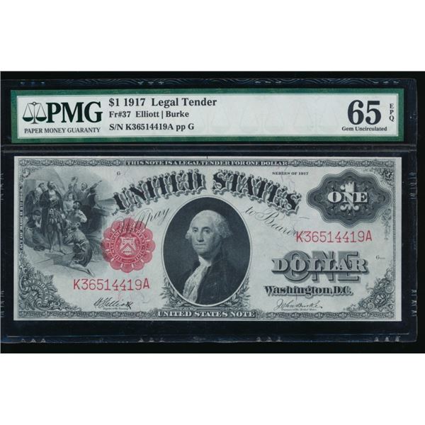 1917 $1 Legal Tender Note PMG 65EPQ