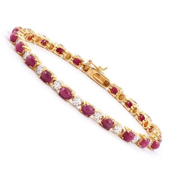 Plated 18KT Yellow Gold 12.25ctw Ruby and Diamond Bracelet