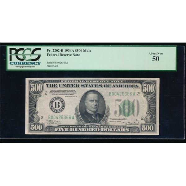 1934A $500 New York FRN PCGS 50