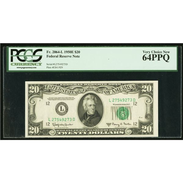 1950E $20 San Francisco FRN PCGS 64PPQ