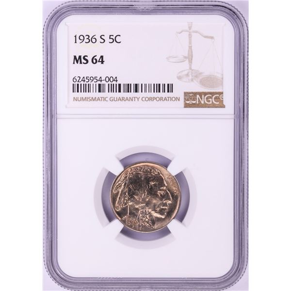 1936-S Buffalo Nickel Coin NGC MS64