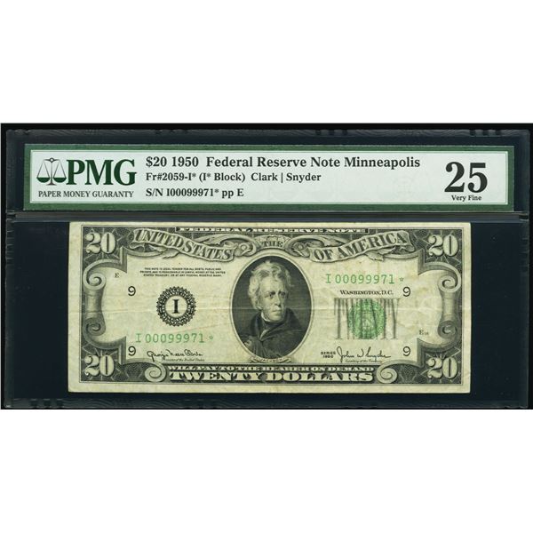 1950 $20 STAR Minneapolis FRN PMG 25