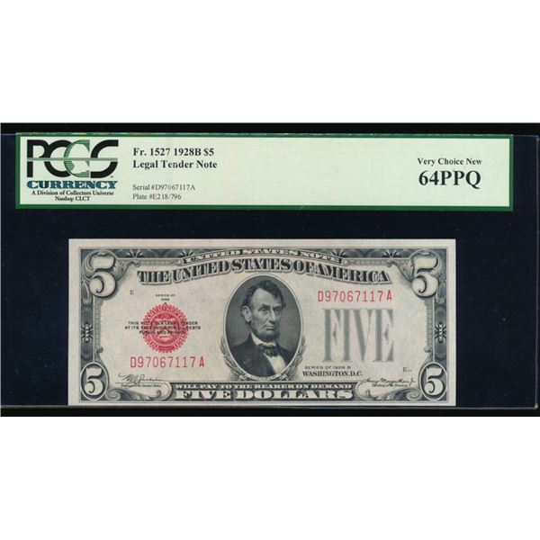 1928B $5 Legal Tender Note PCGS 64PPQ