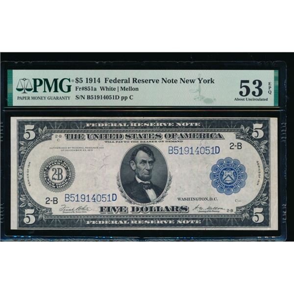 1914 $5 New York FRN PMG 53EPQ