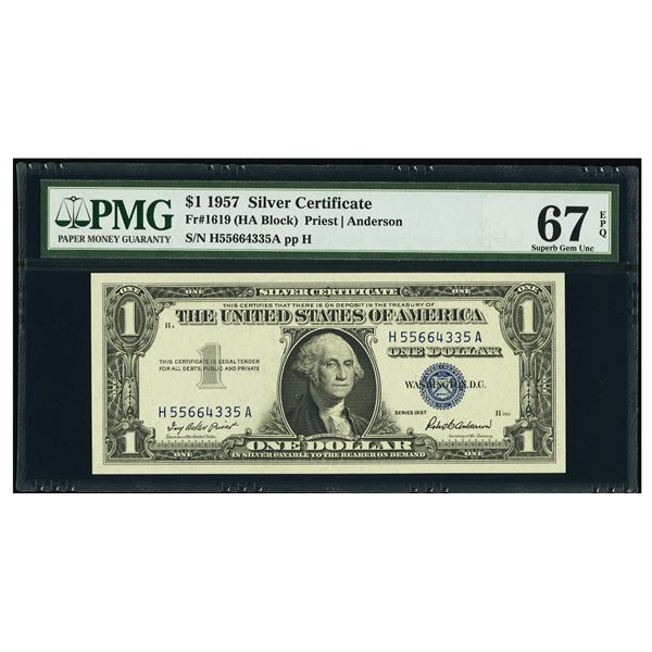 1957 $1 Silver Certificate PMG 67EPQ