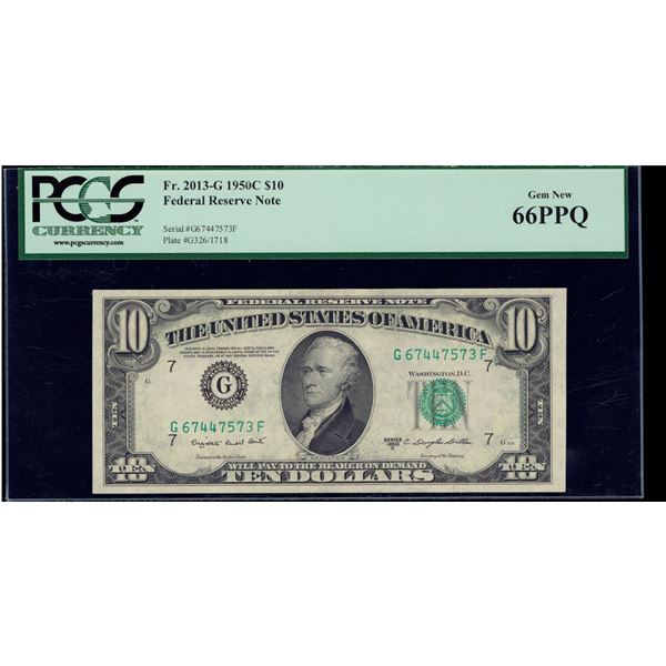 1950C $10 Chicago FRN PCGS 66PPQ