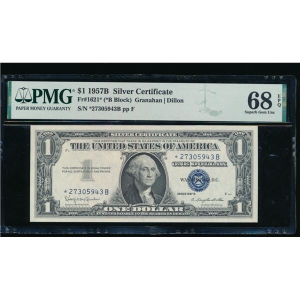 1957B $1 STAR Silver Cert PMG 68EPQ