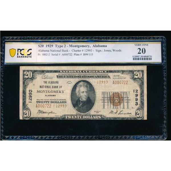 1929 $20 Montgomery AL National PCGS 20