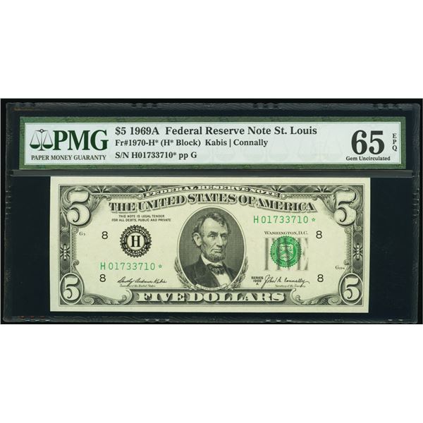 1969A $5 STAR St Louis FRN PMG 65EPQ