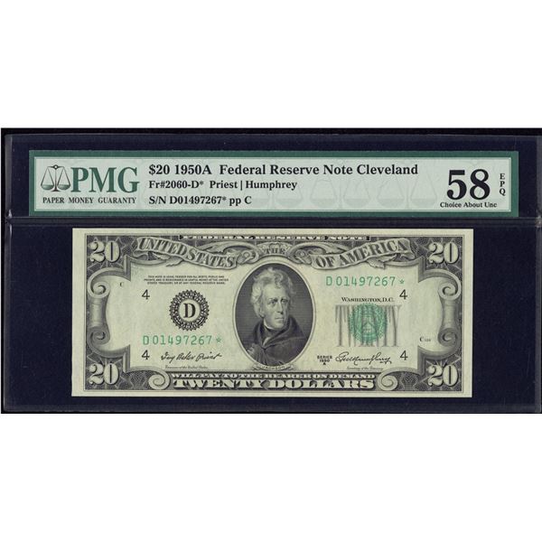 1950A $20 STAR Cleveland FRN PMG 58EPQ