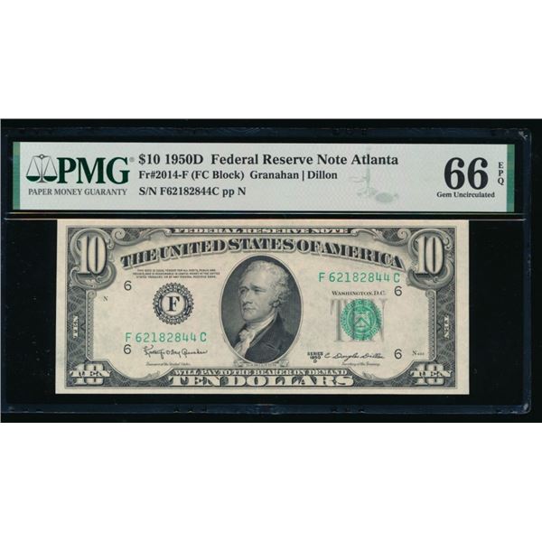 1950D $10 Atlanta FRN PMG 66EPQ