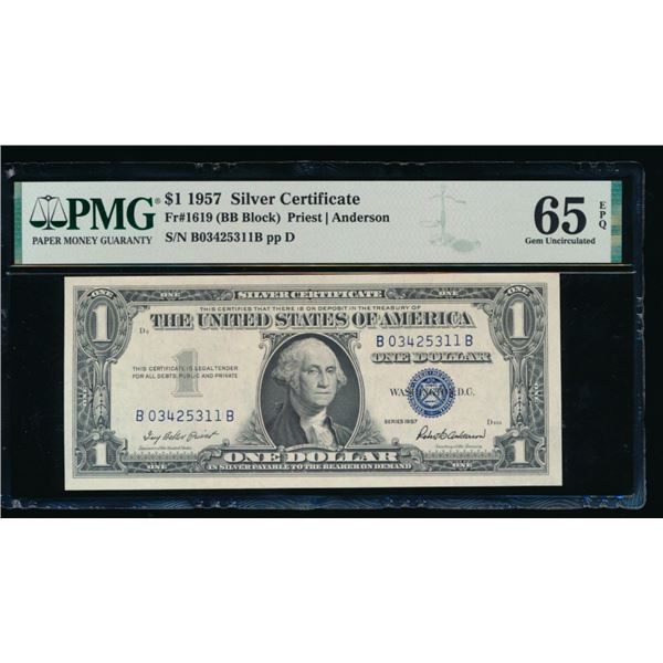 1957 $1 Silver Certificate PMG 65EPQ