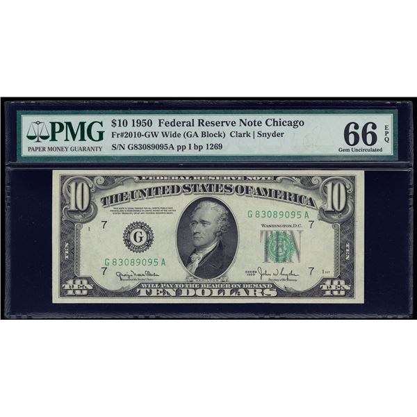 1950 $10 Chicago FRN PMG 66EPQ